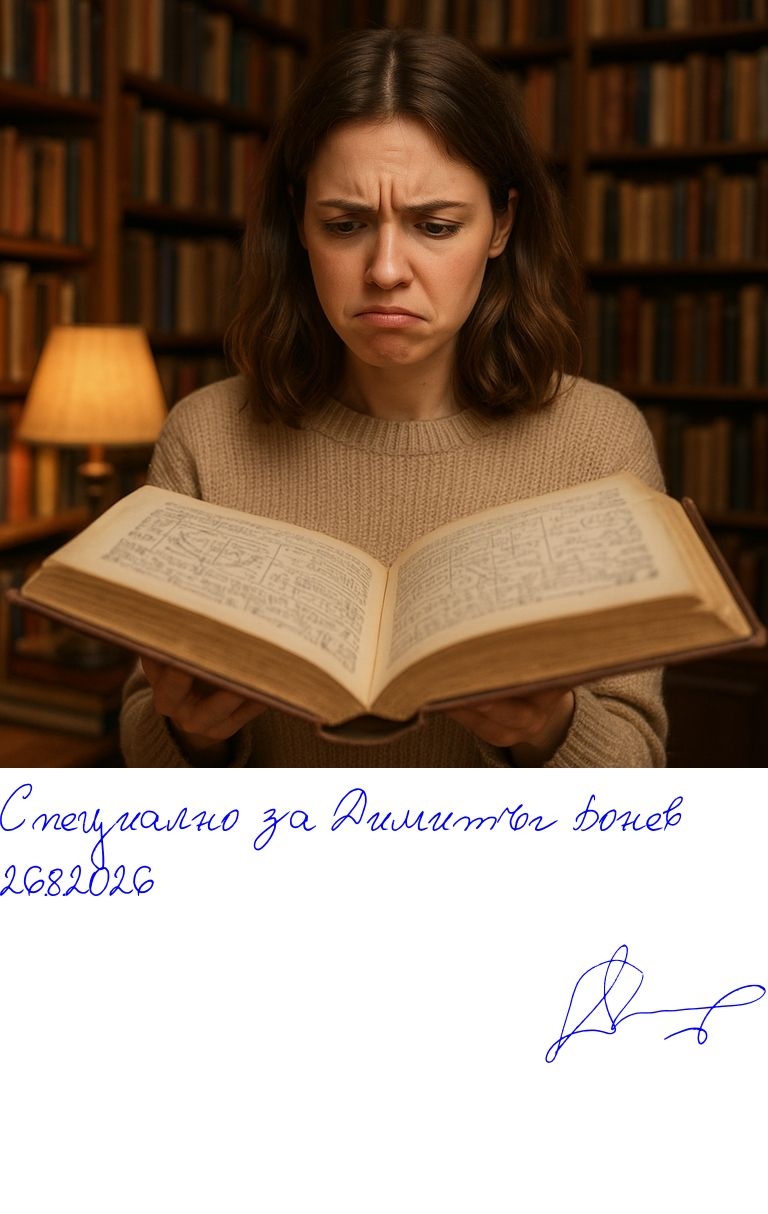 Карма - Карма -- Жена с книга в библиотека - Подписана илюстрация за Специално за Димитър Бонев